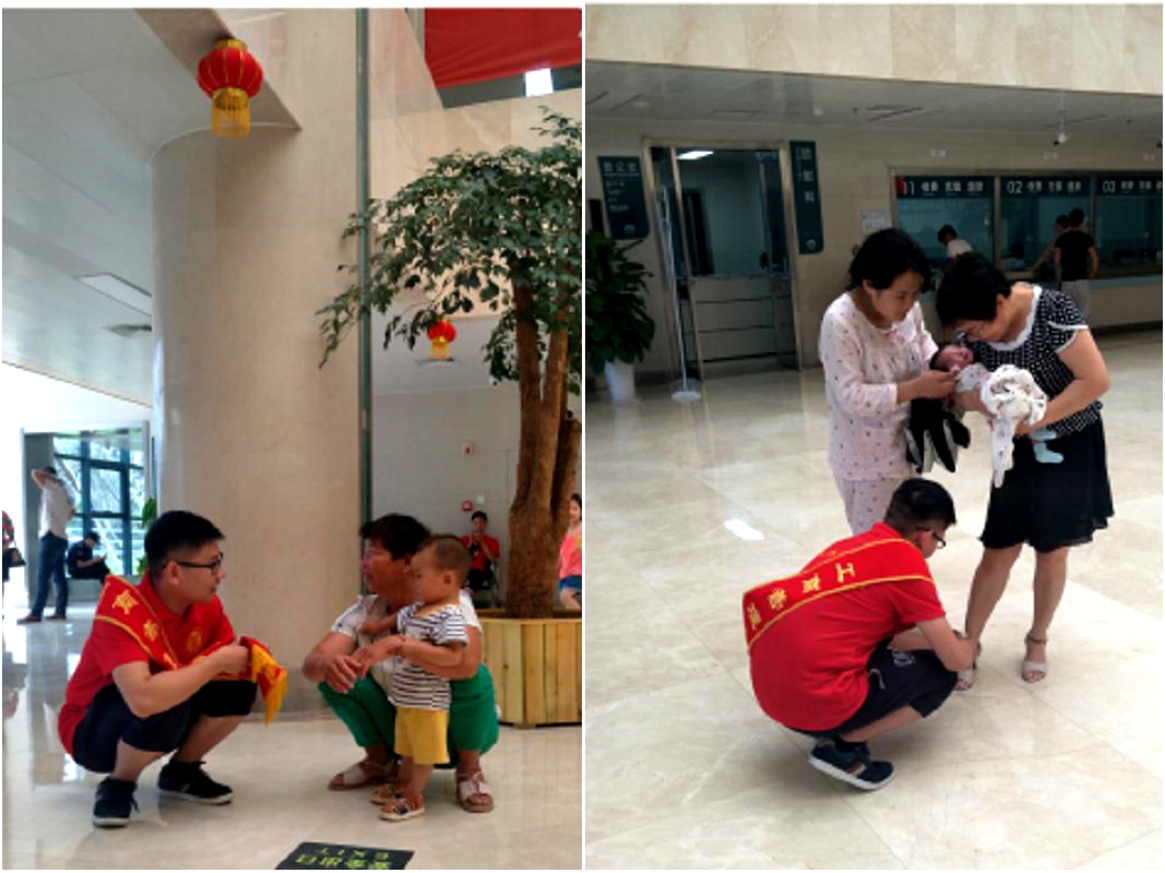 爱心天使实践队员与患者真诚沟通