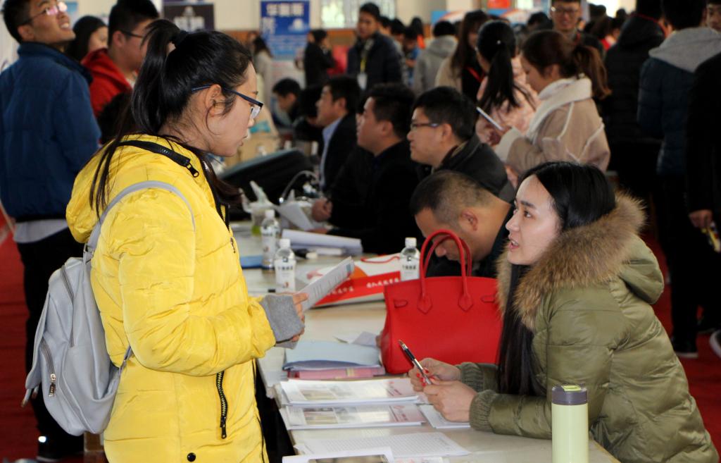 学生与用人单位现场洽谈