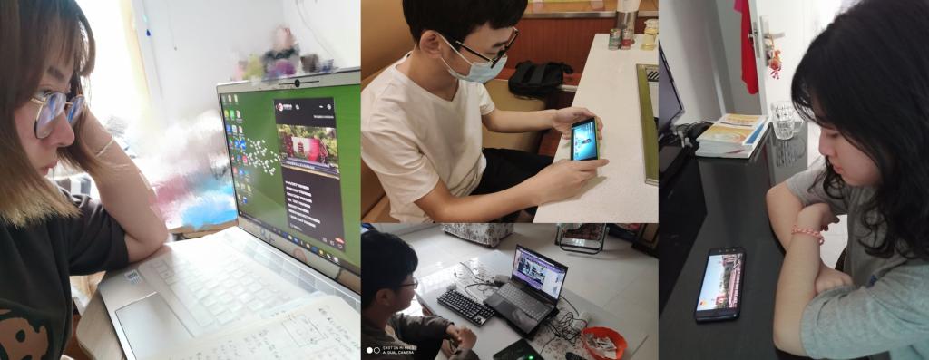 同学们认真观看主题团日直播